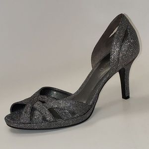 Michelle D Glitzy Open Peep Toe Heels